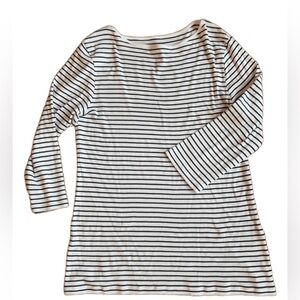 Caslon Black & White Striped 3/4 Sleeve Tunic Top Size XL